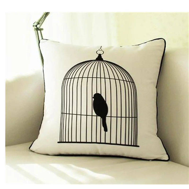 #596 naujas birdcage namų papuošalas pagalvėlė be pildymo medvilnės sofa-lova ornamentu Dec didmeninės prekybos skatinimo 45*45cm