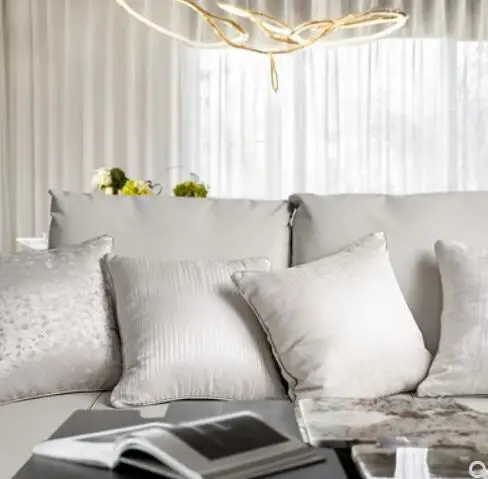 Modernaus stiliaus sofos užvalkalas bright white satin žakardo modelis kambarys audinio lova, pagalvėlė padengti