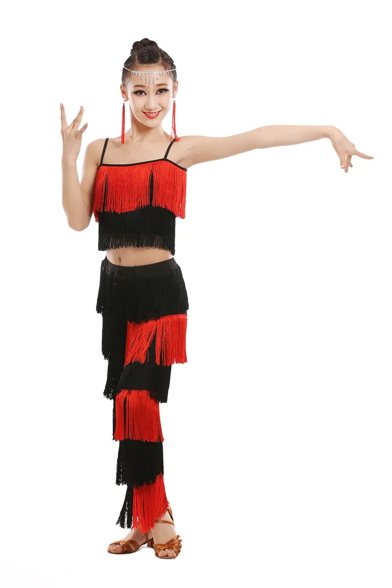Lotynų Šokių Suknelė Mergaitėms Suaugusiųjų Sportinių Kutas Pakraštyje Viršūnes Kelnes Salsa Samba Kostiumas Vaikams, Vaikų Šokių Konkursas Kostiumas