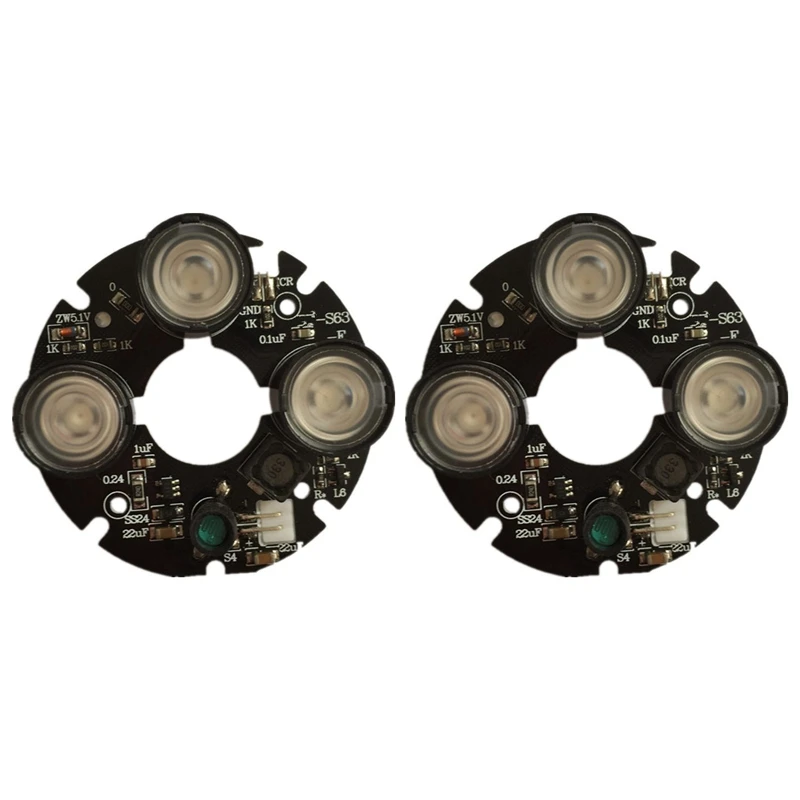 2X 3 Matrica IR LED Vietoje Šviesos Spindulių 3X IR LED Valdybos CCTV Kameros, Naktinio Matymo (Skersmuo-53Mm)