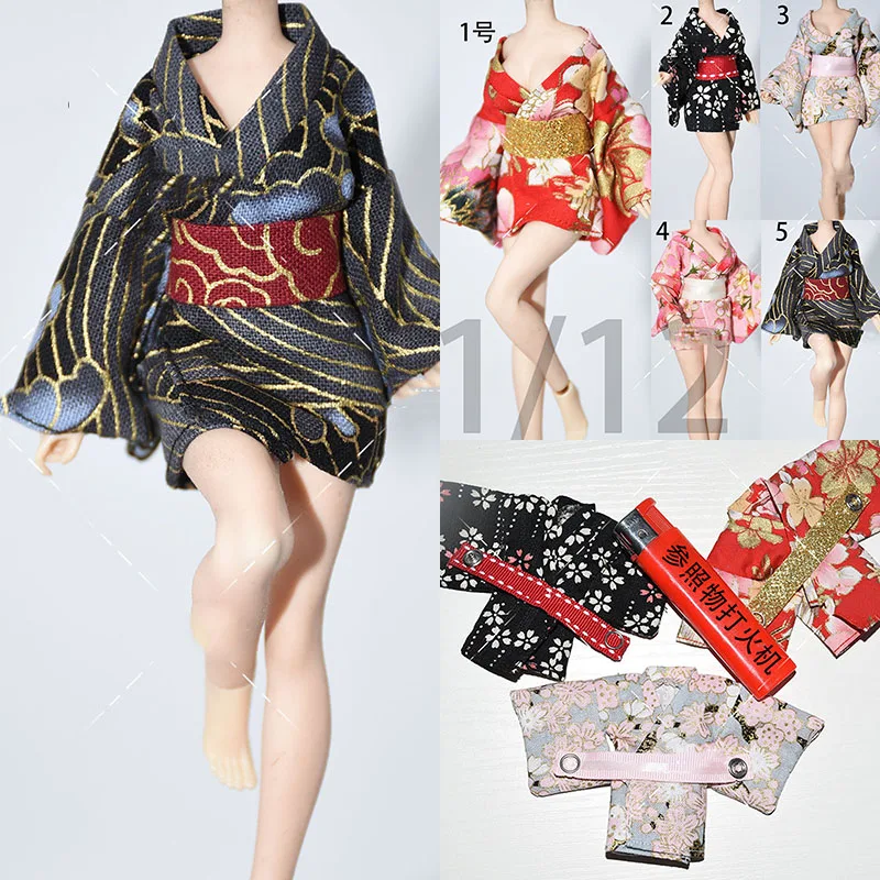 Įvairių Stilių Sandėlyje 1/12 Moterų Kareivis Seksualus Japonų Kimono Spausdinti Sijonas Atidaryti Krūtinės 6 Cm Veiksmų Skaičius, Modelių,