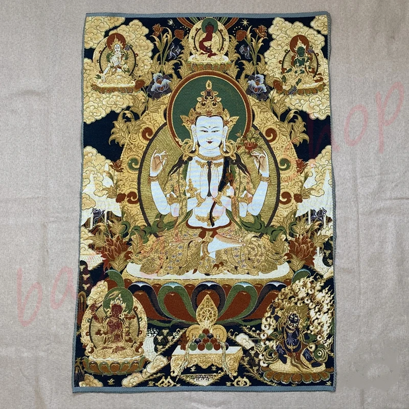 Thangka / namų dekoravimas, tapyba /Keturi ginkluoti Guanyin / laimingas Thangka