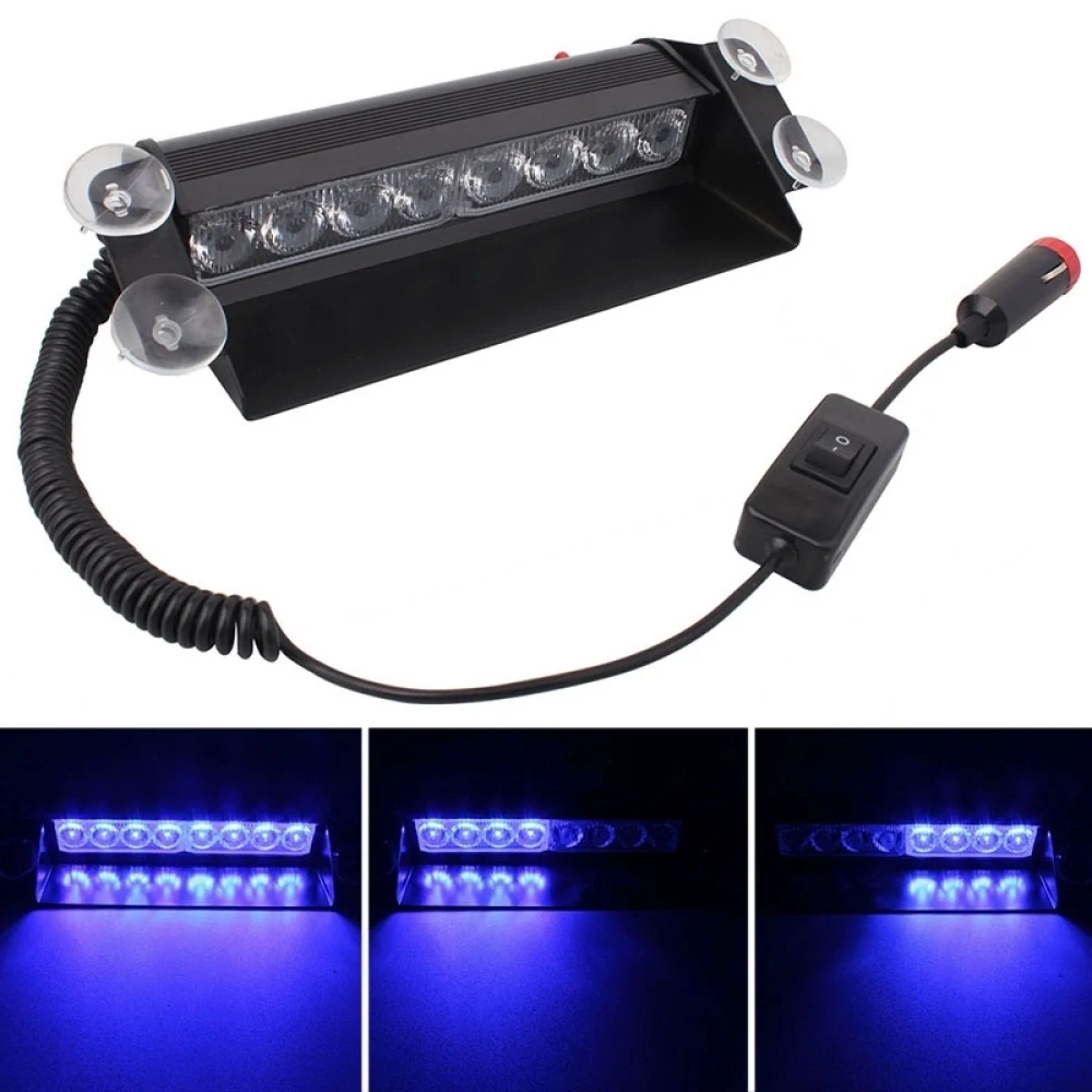 8W 800LM 8-Mėlyna LED Lemputė 3 Režimai Reguliuojamas Kampas Automobilių Strobe Flash Dash Avarinės Šviesos Įspėjamųjų Lempa su Atžalų