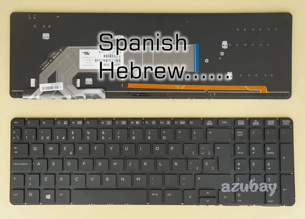 Ispanijos hebrajų Klaviatūra HP Probook 450 G2, 455 G2, 470 G2, 787801 -071 -BB1, 780170 -071 -BB1, 768130 -071 -BB1 Apšvietimu