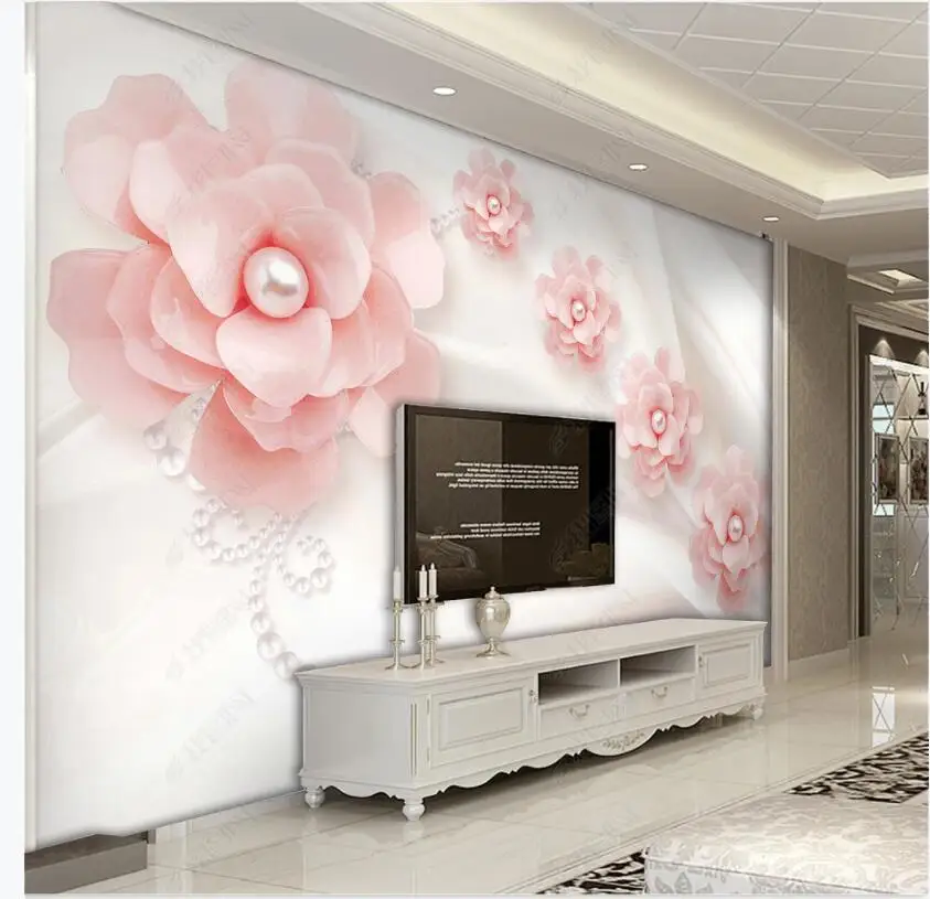 3d foto tapetai ant sienų, Europos stiliaus perlas gėlių papuošalai freskos namų dekoro tapetai kambarį Sienų dangos