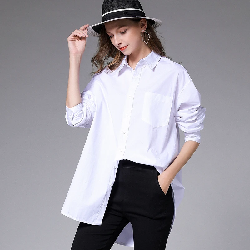 Mados prekės ženklo 2020 m. ankstyvą pavasarį naujas Didelis dydis laiškas spausdinti marškinėliai prarasti turn-žemyn apykaklės palaidinė High-end moteriški drabužiai balta