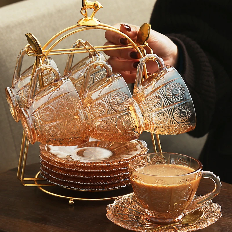 Daugkartinio Naudojimo Stiklo Puodeliai Kavos Puodelį, Originalus Pusryčiai Burbulas Turkijos Espresso Arbatos Puodelio Nustatyti 6 Gabalus Prabanga Tazas Desertas Puodeliai