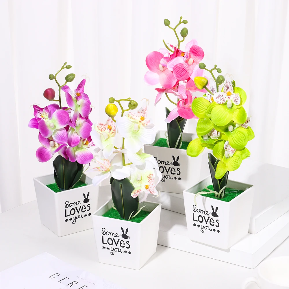 1Pc Drugelių Orchidėja Dirbtinių Gėlių Bonsai Sode Miegamojo Puošimas Netikrą Gėlių Puodą Su Vestuvių Darbalaukio Ornamentu