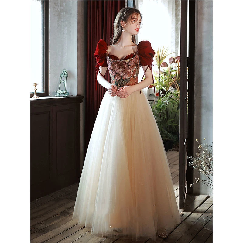 Siuvinėjimo Elegantiškas Burbulas Rankovės Sijonas Moterų Vasaros 2022 Vestuvių Drabužius Midi Suknelė Drabužių Šalies Saldžiųjų Suknelės