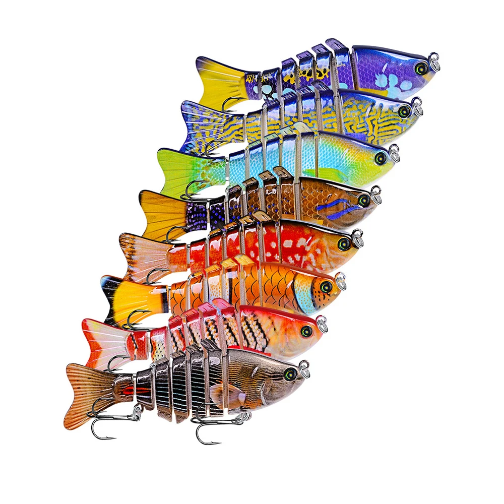 Naujas 8pc Žvejybos Masalas 10cm 3D Akis 7-Segmento Tikroviška Žvejybos Sunku Suvilioti Crankbait Su 2 Kabliukais Žvejybos Masalų Pesca Cebo