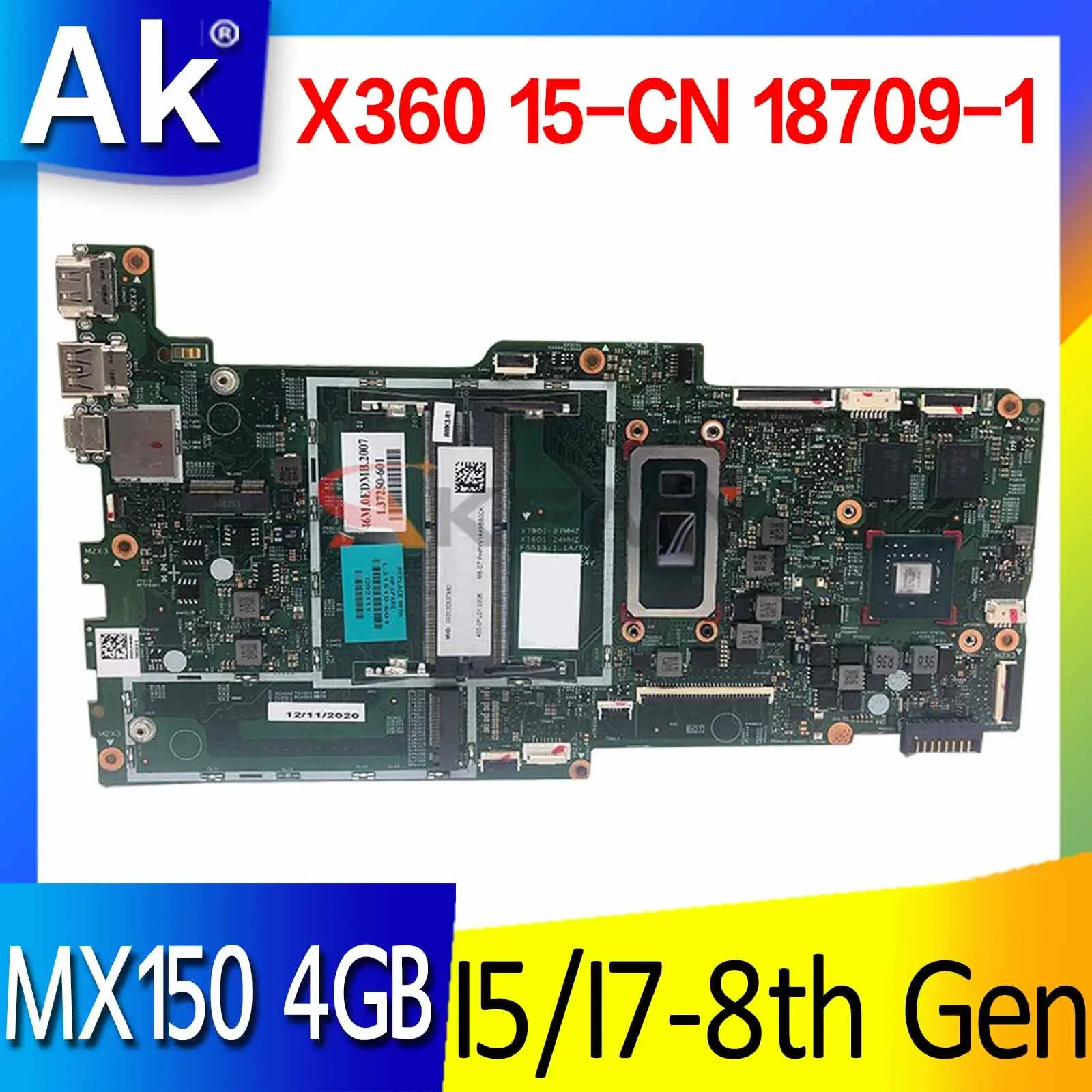 18709-1 Motherbaord HP ENVY X360 15-KN 15M-KN 15T-KN Nešiojamojo kompiuterio motininės Plokštės su i5-8265U I7-8565U MX150 4GB