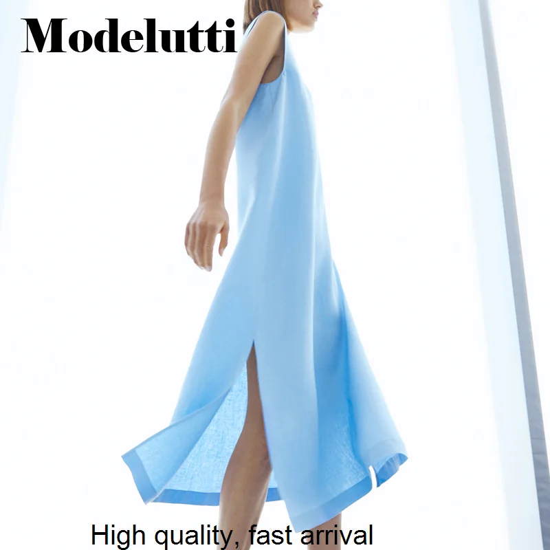 Nauja Vasaros 2023 Lino Rankovių Backless Dizaino Suknelės Moterims, Kietas Paprastas Elegantiškas Atsitiktinis Petnešos Moteriška Suknelė