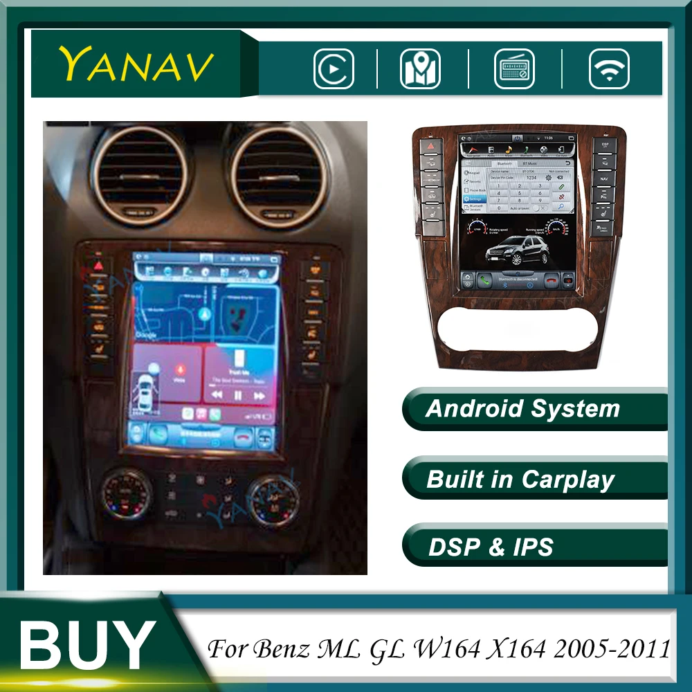 Automobilio Radijas Android 2 Din Stereo Imtuvas Benz ML, GL W164 X164 2005-2011 GPS Navigacija, Multimedia MP3 Grotuvas Pastatytas Carplay