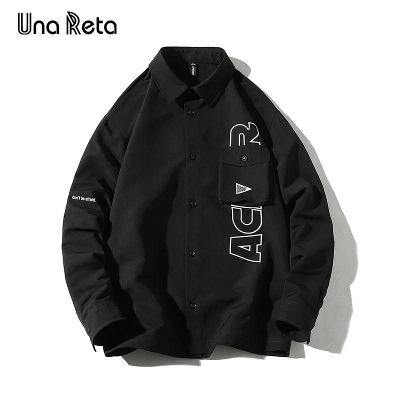 Una Reta vyriški Marškiniai, Pavasarį, Rudenį Naujų Harajuku Japonų stiliaus marškinėliai Streetwear Atsitiktinis Hip-Hop Kišenė dizainas Pora Marškinėliai Vyras