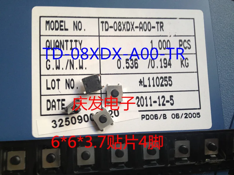 Originalus naujas 100% TD-08XDX-A00-TR SMD 4pin pagrindinis jungiklis 6*6*3.7 6X6X3.7mm