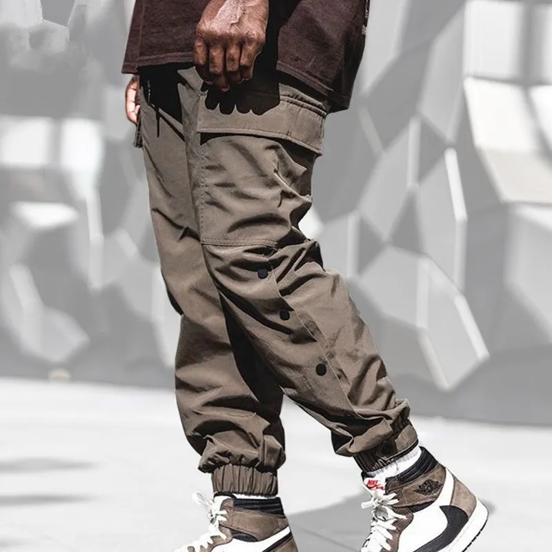 Pavasarį/Rudenį vyriškos Laisvalaikio Kelnės Tiesios Multi-kišenės, Raišteliu Sweatpants Kelnės Kojas dvieiliai Dizaino Mados Krovinių Kelnės