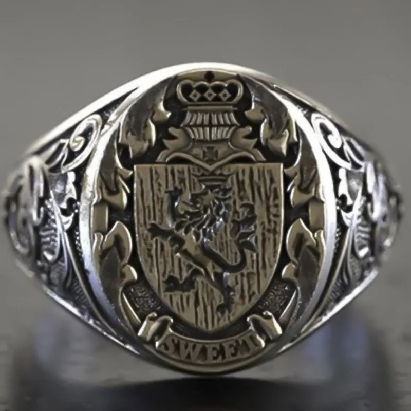 2021 Naują Atvykimo Žiedai Vyrams Karūna Liūtas Shield Ženklelis Retro Stiliaus vyriški Žiedas Vario Jubiliejų MADINGŲ Papuošalų Didmeninė
