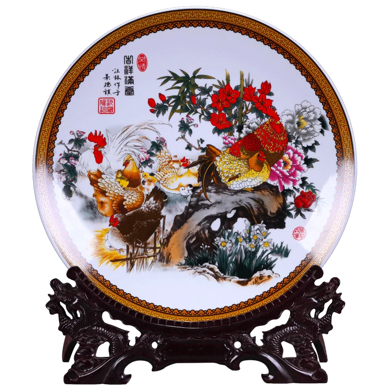 Jingdezhen Keramikos Nauji Metai Vištienos Keramikos Kabinti Plokštės Apdaila Sėdi Plokštė Kinų stiliaus Kambarį Baldų Plokštė