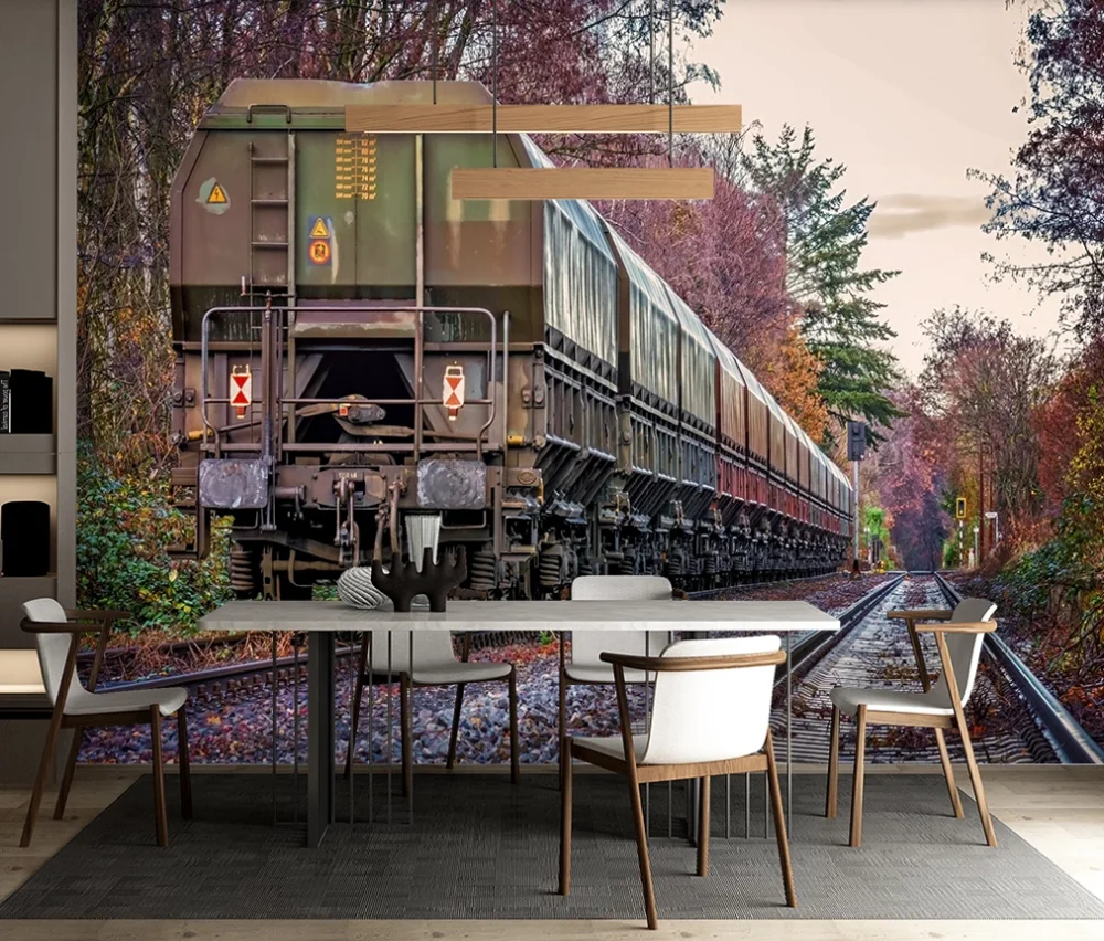 Custom 3d tapetai dykumoje traukinių geležinkelio kraštovaizdžio baras, ktv, tv foną, sienų tapyba