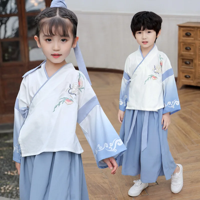 Vaikai Kinijos Nacionalinio Stiliaus Paltai+Kelnės Rinkiniai, Mergaitė Berniukų Studentų Tradicija Kostiumai, Tradicinė Rezultatų Tang Dinastijos Drabužiai