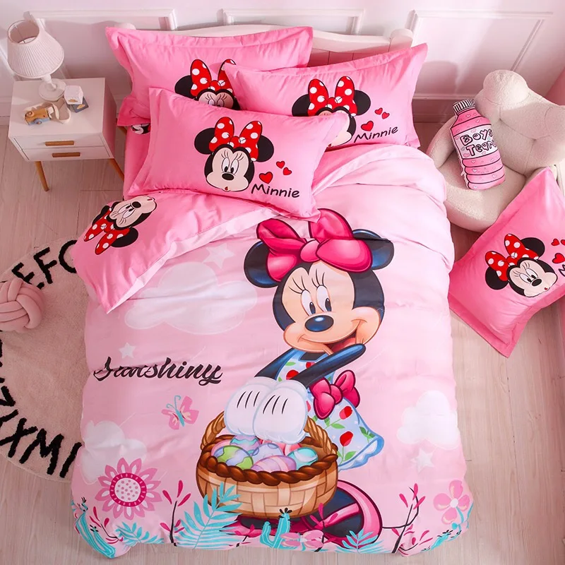 romantiška vestuvių micney ir minnie mouse patalynės komplektas twin dydžio lovos antklodė apima mergaičių miegamasis dekoro rausvos spalvos medvilnės visą karalienė