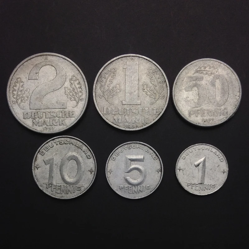 Demokratinės vokietijos 1952-63 Nustatyti 6 Monetų Originalus Tiesa Nekilnojamojo Originali Moneta Europos Kolekcines, Dovana, UNC