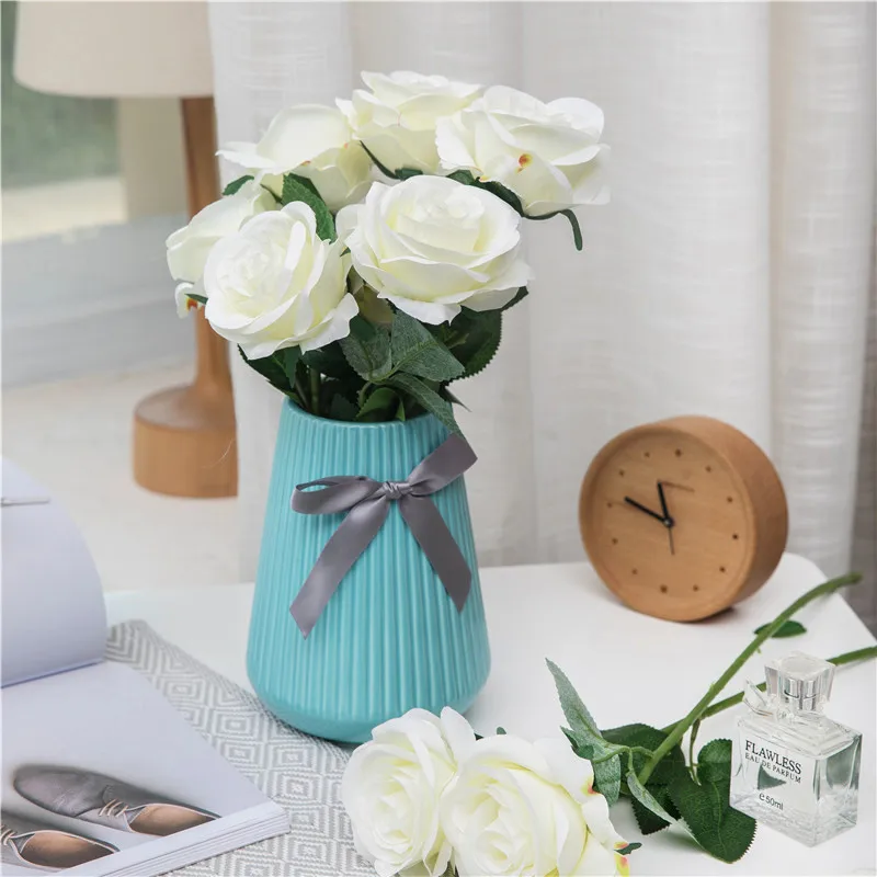 vieno filialo nekilnojamojo touch rose šilko dirbtinių gėlių vestuvių fotografija rekvizitai vainikas dekoratyvinių rožių netikrą gėlių filialas