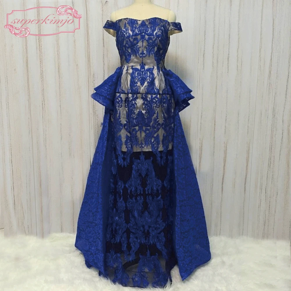 SuperKimJo Vestidos Elegantes Nuimamas Sijonas Prom Dresses 2022 Nėrinių Aplikacijos Elegantiškas Royal Blue Promenadzie Suknelė 2021 Skraiste