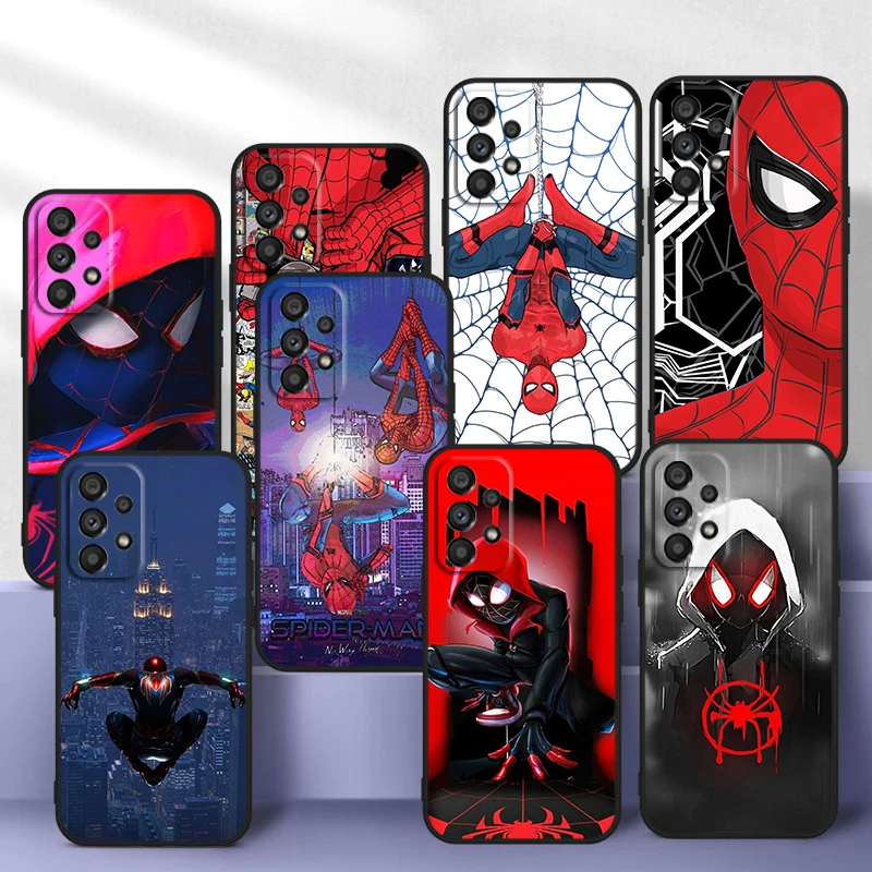 Marvel Spiderman Juokinga Samsung Galaxy A73 A52S A72 A71 A51 A52 A12 A22 A32 A21S 4G 5G Silikono Soft Black Telefono dėklas Fundas