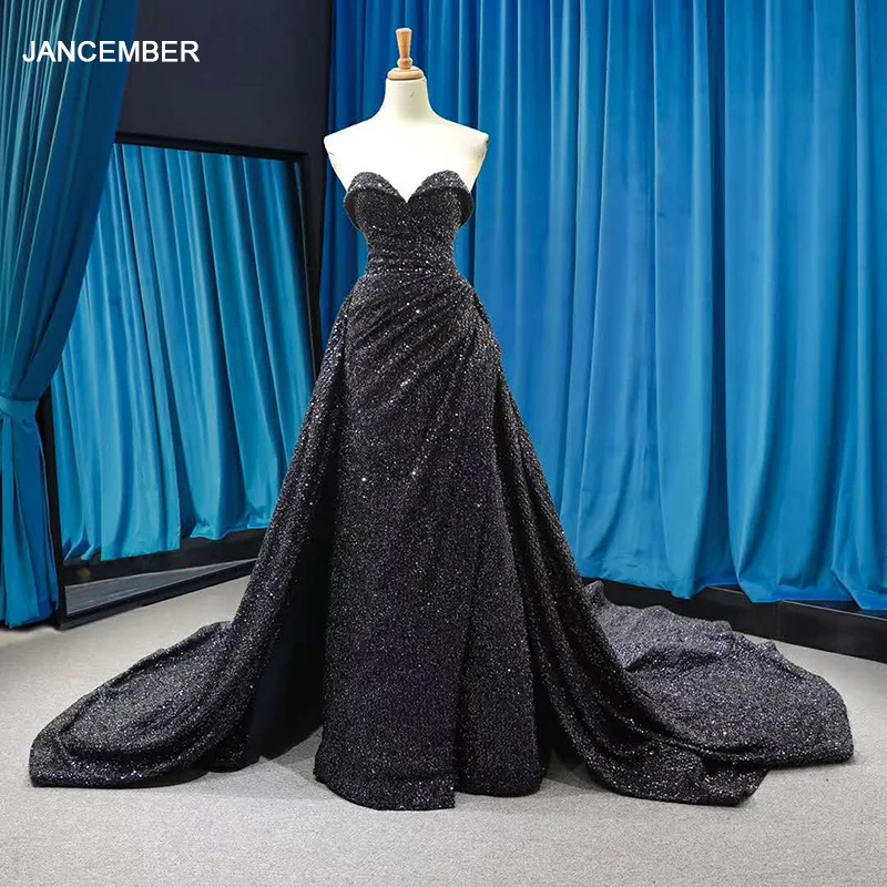 J66681 jancember tamsiai mėlyna vakarinę suknelę ilgai 2019-line suknelė blizgučiais raukiniai stebėjimo ilga suknelė china šalis, chalatas de soiree