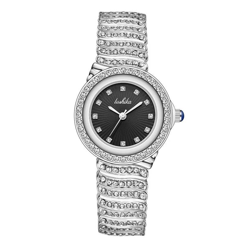 Moterų Kvarco Žiūrėti Diamond Laikrodis Laikrodžiai Skiedra kalnų krištolas Akmenų Rinkimo Bezel Prabanga Reloj Moterų Ponios Plieno Juosta Laikrodis