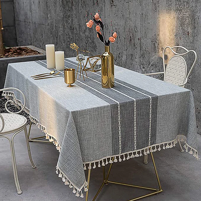 Medvilnės ir lino staltiesė, be raukšlių ir išnyks atspari staltiesė, gali būti naudojama vidaus ir lauko maistas kutas stalo dangtis