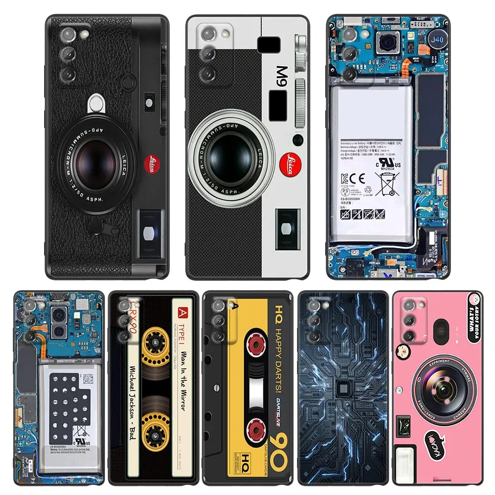 Retro Senas Fotoaparatas Telefono dėklas skirtas Samsung Note 8 9 10 20 Plus 5G M 11 21 31s 01 51 32 62 12 22 32 S 52 5G Padengti plokštės