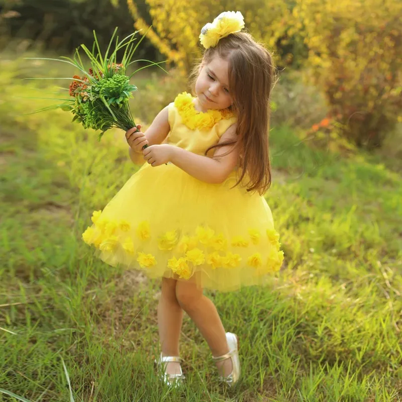 Geltona Mažoji Princesė Gėlių Mergaitės Suknelė Couture Suknelės Kelio Ilgis Šalies Kostiumų, Pirmos Komunijos Custom Color Drop Shipping