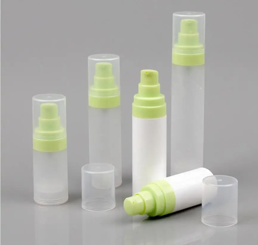 50ML balta/matinio plastiko beoriu butelis su balta/žalia siurblys, skirtas losjonas/serumo/emulsija/fondas odos priežiūros kosmetikos pakuotės