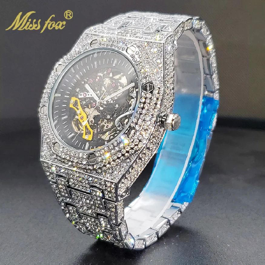 Mechaninis laikrodis Vyrams Blizga Diamond Prabanga Tourbillon Skeletas Laikrodžiai vyriški Hip-Hop Street Trendty Automatinė Reloj Didmeninės