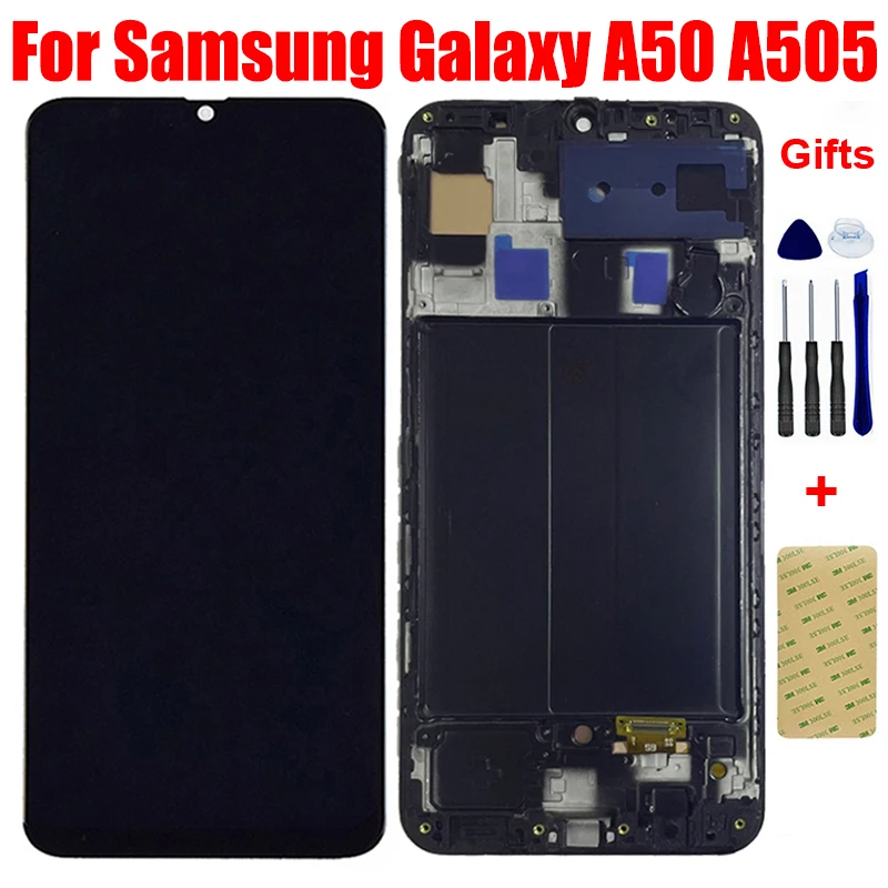 Samsung Galaxy A50 Ekranas A505 A505DS A505F A505FD A505A LCD Ekranu Skydelis su Touch 