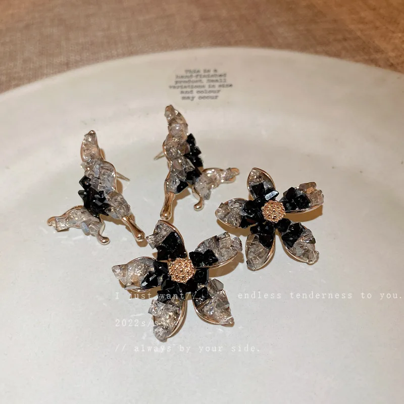 Prabanga Bling Crystal Butterfly Gėlių Stud Auskarai Brincos Korėjos Prašmatnus Paprastas Atsitiktinis Šalis Vestuvių Auskarai Brincos Papuošalai