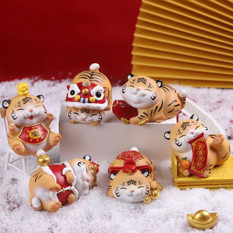 Cute Little Tiger Aklas Lauke Žaislai Anime Veiksmų Skaičius Staigmena Namų Puošybai Zodiako Metų Tigras Kūrybos Dovana, Papuošalai