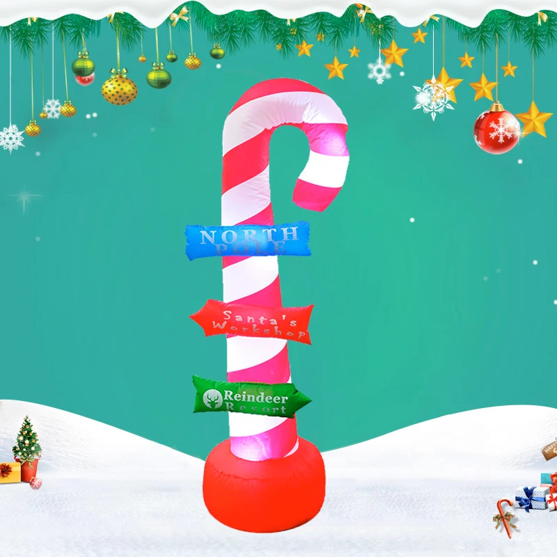 150cm Kalėdos Apdailos Saldainiai Cukranendrių Pripučiamų Žaislų su LED Žibintai Kalėdų Pripučiami Modelis Lauko Kiemas Naujųjų Metų Šaliai Dekoro