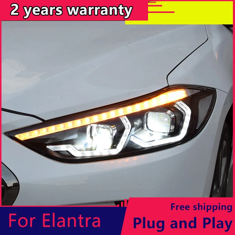 KOWELL Automobilių Optikos Už 2018-2019 Hyundai Elantra Žibintai, LED žibintai LED DRL+posūkio signalo Bi Xenon Objektyvas Didelis artimąsias