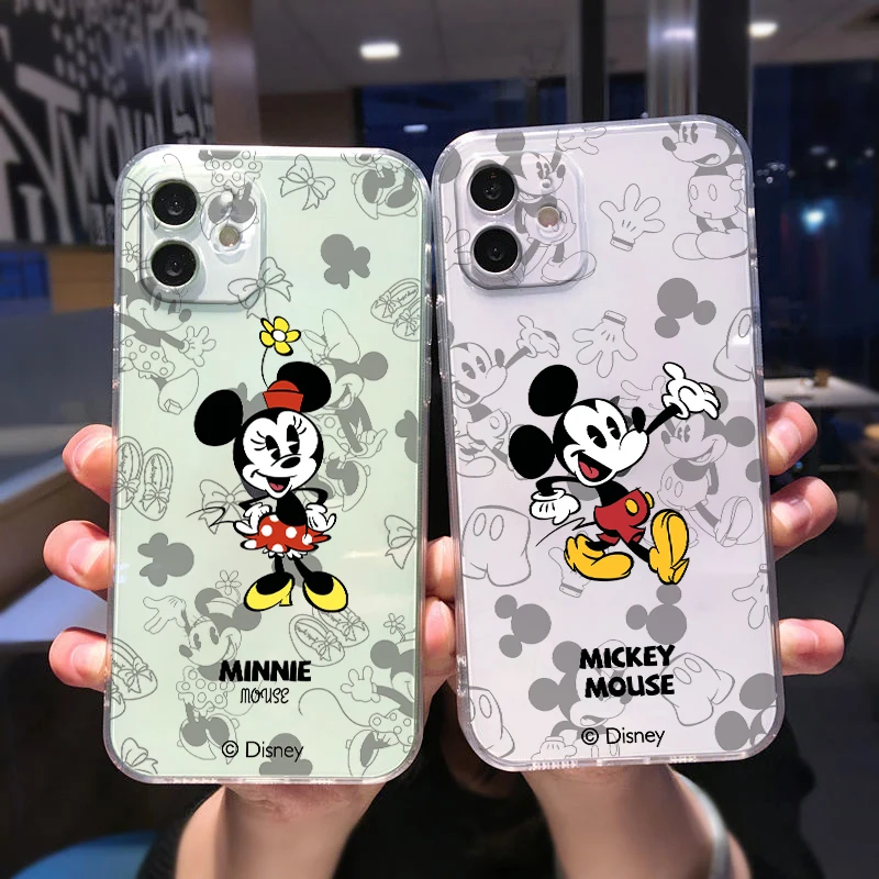 Mickey Minnie Telefono dėklas Skirtas Apple iPhone 14 13 12 11 mini XS XR X Pro Max 8 7 6S 6 5S SE Plus Skaidri Funda Galinį Dangtelį