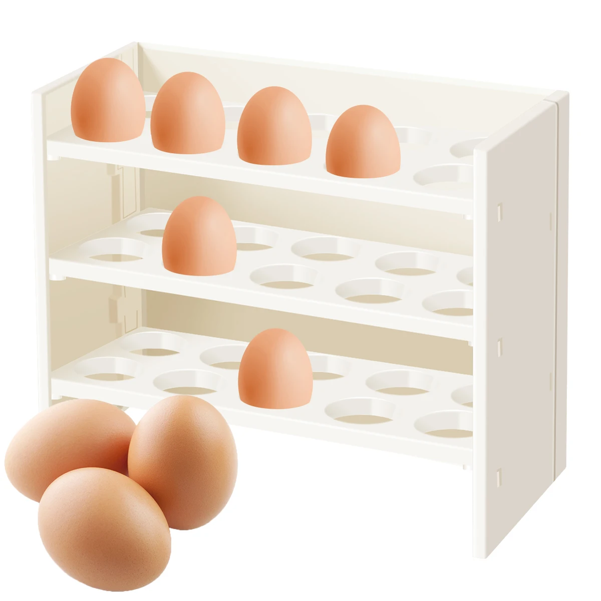 30 Tinklai Kiaušinių Laikiklis Šaldytuvo 3-Sluoksnis Išardomi Kiaušinių Laikymo Konteineris Plastmasės, Vištienos, Kiaušinių Dėklas Didelės Talpos Konteinerį