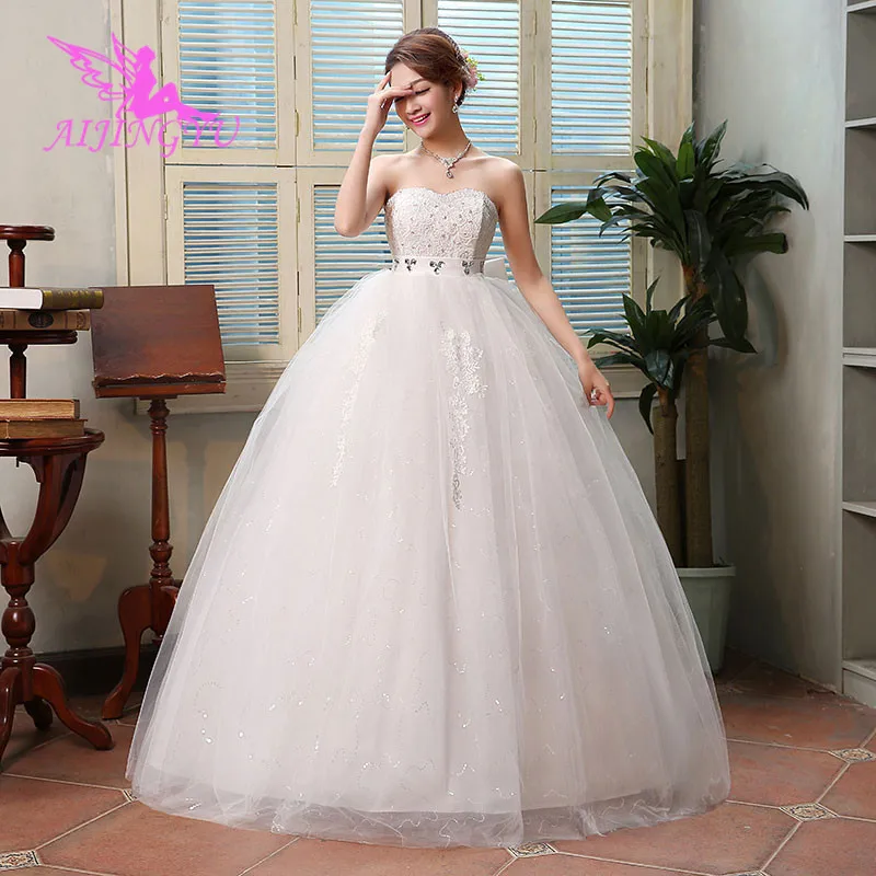 AIJINGYU 2021 santuokos Pritaikyti naujiems karšto pardavimo pigūs kamuolys suknelė nėriniai atgal oficialų nuotakos suknelės, vestuvių suknelė WK592
