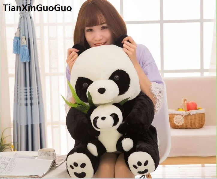 Įdaryti gyvūnų mielas Panda didelis 50 cm pliušinis žaislas bambuko pandos motinos ir vaiko Lėlės gimtadienio dovana b2639