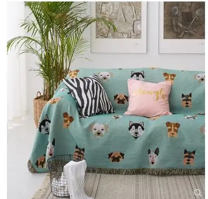 žalia animacinių filmų šunys modelis medvilninių siūlų sofos antklodė padengti rankšluostį kambarį kilimas namų dekoro